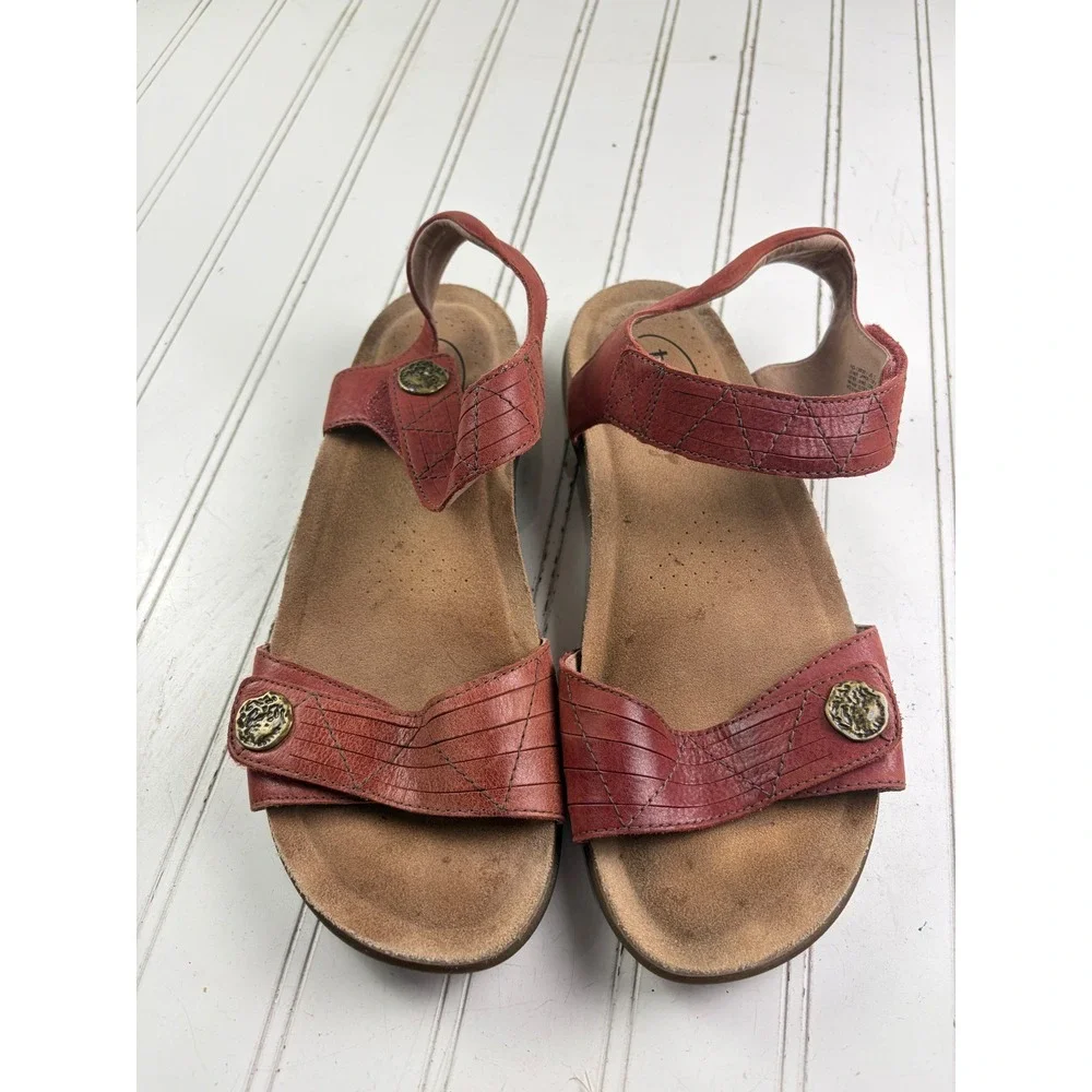 Taos Vintage Pioneer Red Leather Comfort Sandals Women's Size 10